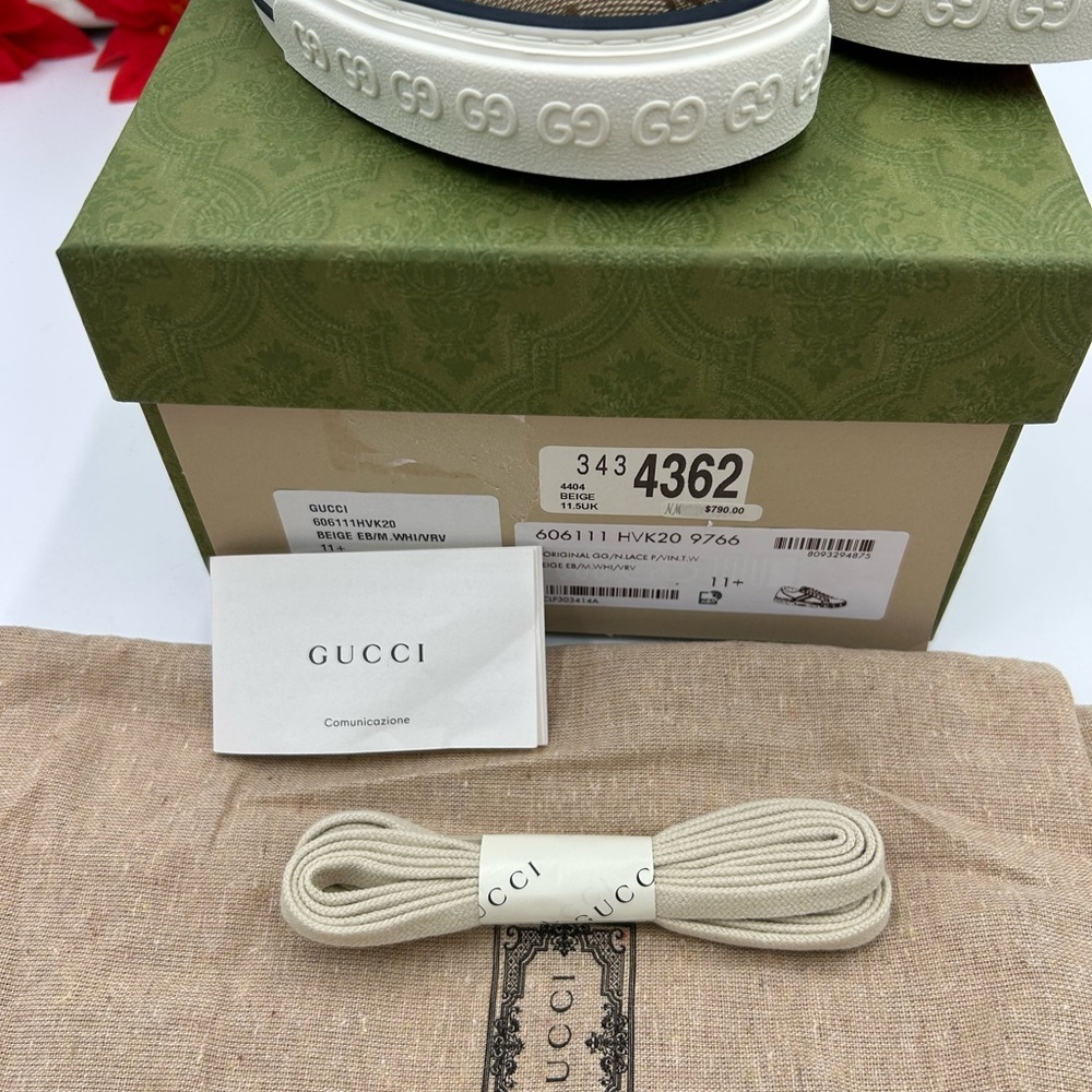 Gucci tennis 1977 low top GG canvas sneaker sized 11.5 fits 12 US made in Italy - Picture 4 of 12